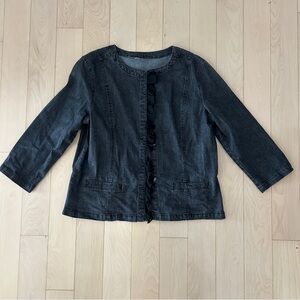 Dark Gray Denim Ruffle Jacket